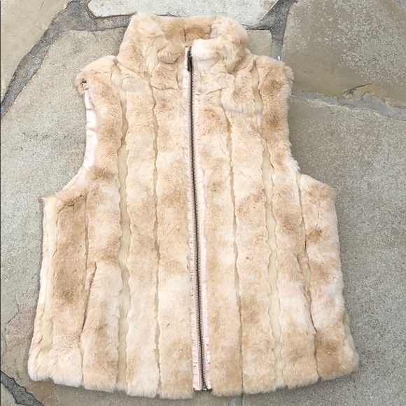 Express Jackets & Blazers - Express Blonde Striped Faux Fur Vest